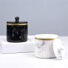 Marble-Pattern Toothpick Holder with Lid, White view 3