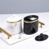 Marble-Pattern Toothpick Holder with Lid, White view 4