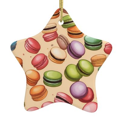 Macaron Biscuit Scented Christmas Tree Ornament – Star-Shaped Ceramic Hanging Decoration