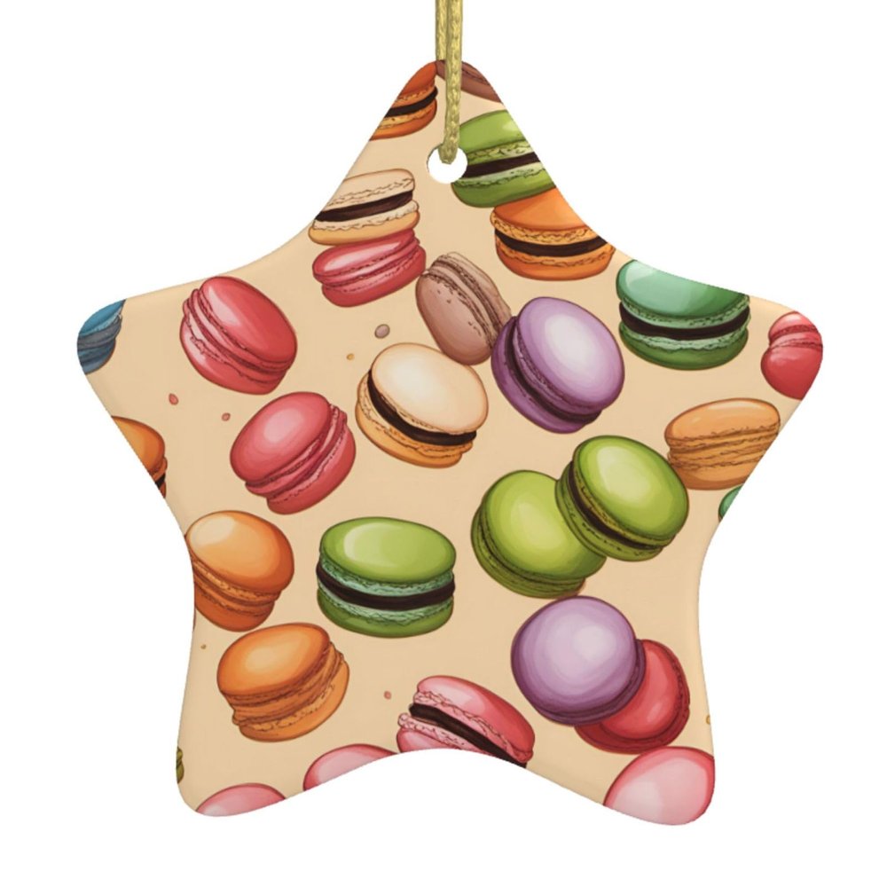 Macaron Biscuit Scented Christmas Tree Ornament – Star-Shaped Ceramic Hanging Decoration