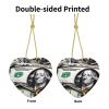 Personalized Ceramic Christmas Heart Ornament with Banknote Pattern view 3