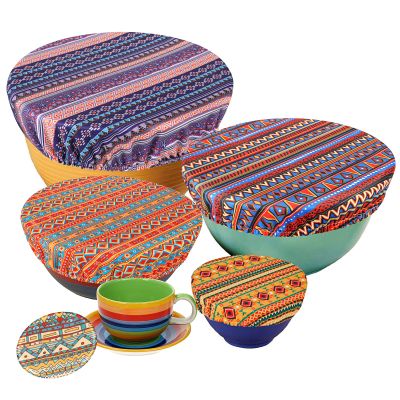 PHOGARY 5-Pack Reusable Fabric Food Covers, Aztec