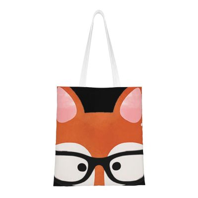 VGFJHNDF Happy Easter Eggs Bunny Tail Canvas Shopping Bag - Eco-Friendly, Reusable Tote for Shopping, Travel, School, and More, Cartoon Fox Head, One Size