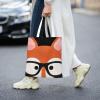 VGFJHNDF Happy Easter Eggs Bunny Tail Canvas Shopping Bag - Eco-Friendly, Reusable Tote for Shopping, Travel, School, and More, Cartoon Fox Head, One Size view 2