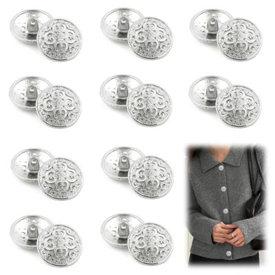 XCSJ 20 Vintage Metal Buttons, 20 mm, Silver