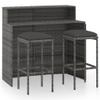 3-Piece Gray Garden Bar Set with Cushions view 2