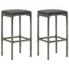 3-Piece Gray Garden Bar Set with Cushions view 3