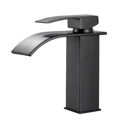 Black Waterfall Bathroom Sink Faucet, Single-Handle Hot and Cold Mixer