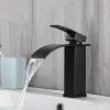 Black Waterfall Bathroom Sink Faucet, Single-Handle Hot and Cold Mixer view 2