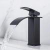 Black Waterfall Bathroom Sink Faucet, Single-Handle Hot and Cold Mixer view 3