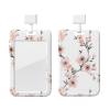 Vertical Badge Holder, Light Coral Cherry Blossom Print, with Breakaway Lanyard view 1