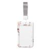 Vertical Badge Holder, Light Coral Cherry Blossom Print, with Breakaway Lanyard view 2