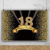 SDOTPMT 10x8 ft Black and Gold 18th Birthday Party Polyester Photography Backdrop view 3