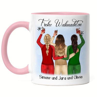 Kiddle-Design Personalized Pink Christmas Mug for 3 Best Friends