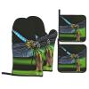 Oven Mitts and Pot Holders, Dragonfly Design, 4-Piece Set view 1