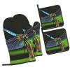 Oven Mitts and Pot Holders, Dragonfly Design, 4-Piece Set view 2