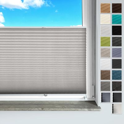 Rollmayer Binco Gray No-Drill Pleated Blind, Clamp-Fix, W65 x H200 cm