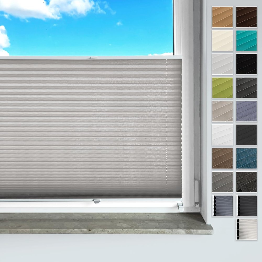 Rollmayer Binco Gray No-Drill Pleated Blind, Clamp-Fix, W65 x H200 cm