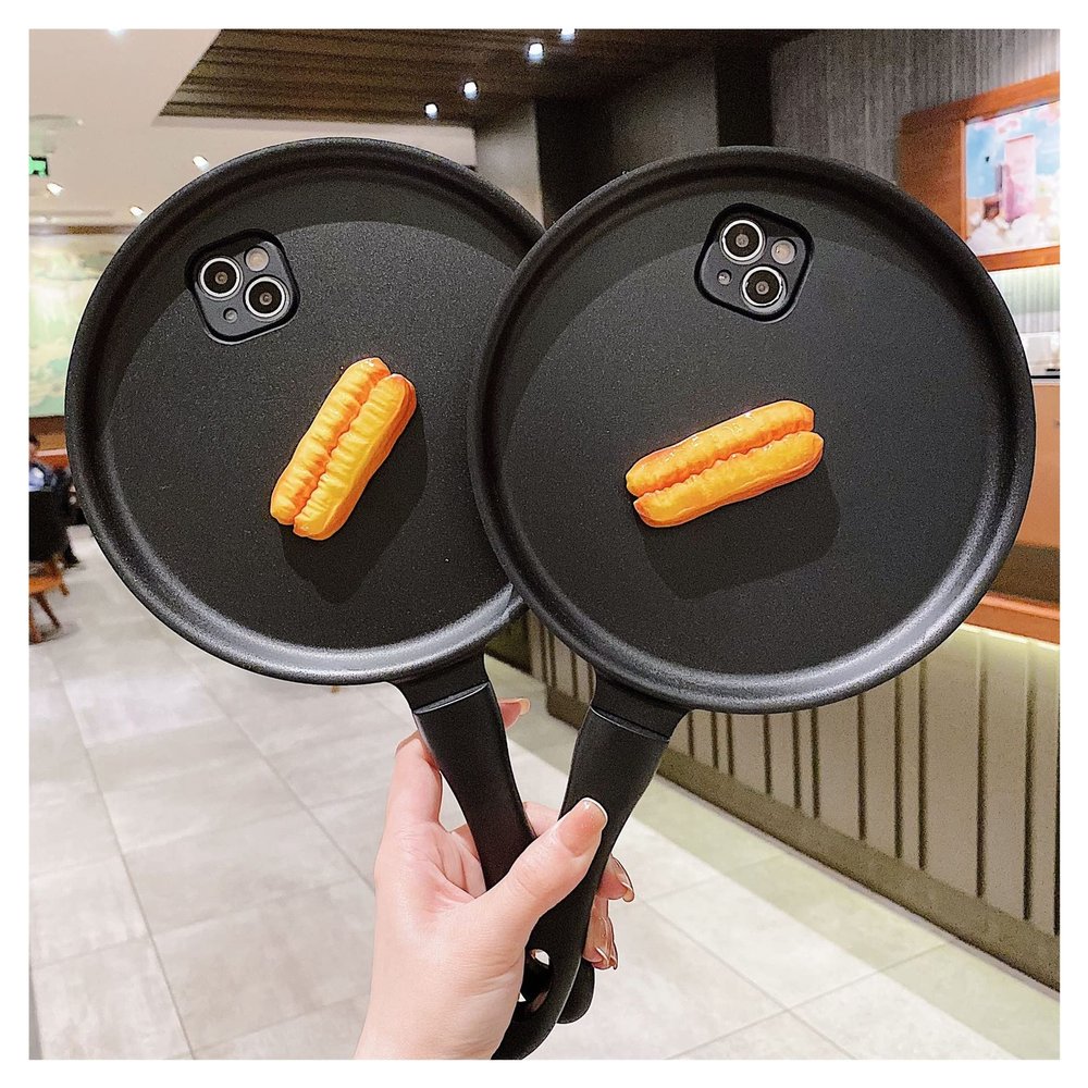 PODSI Funny 3D Frying Pan Silicone Case for iPhone