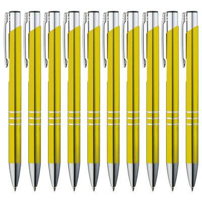 GIMEI Metal Ballpoint Pens, 20-Pack | Premium Set for Smooth, Easy Writing | Blue Ink, Yellow Design