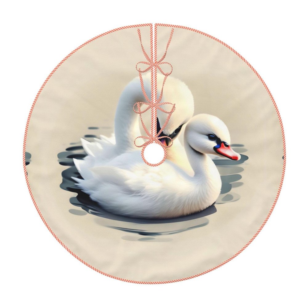 Cute Little Swan Christmas Tree Skirt, 122 cm