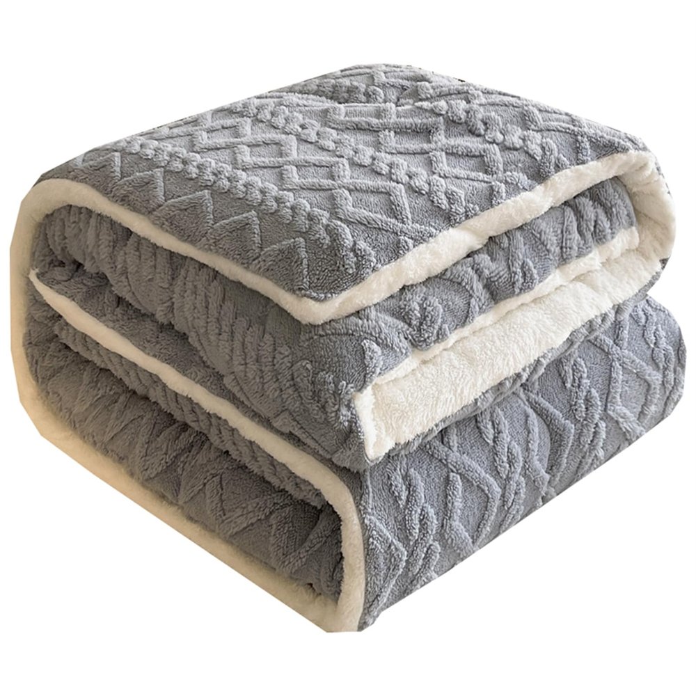 Thick Winter Comforter, Lamb-Cashmere-Feel, Gray (150 x 200 cm, 3 kg)