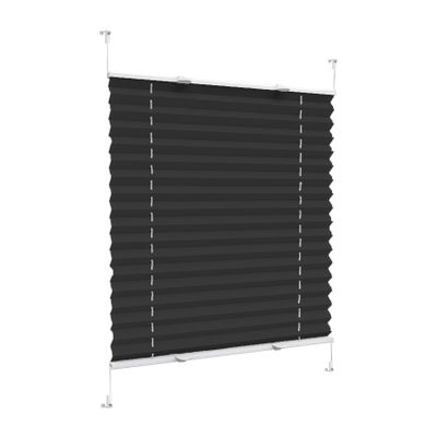 No-Drill Pleated Blind, Clampfix, 75 x 220 cm, Black