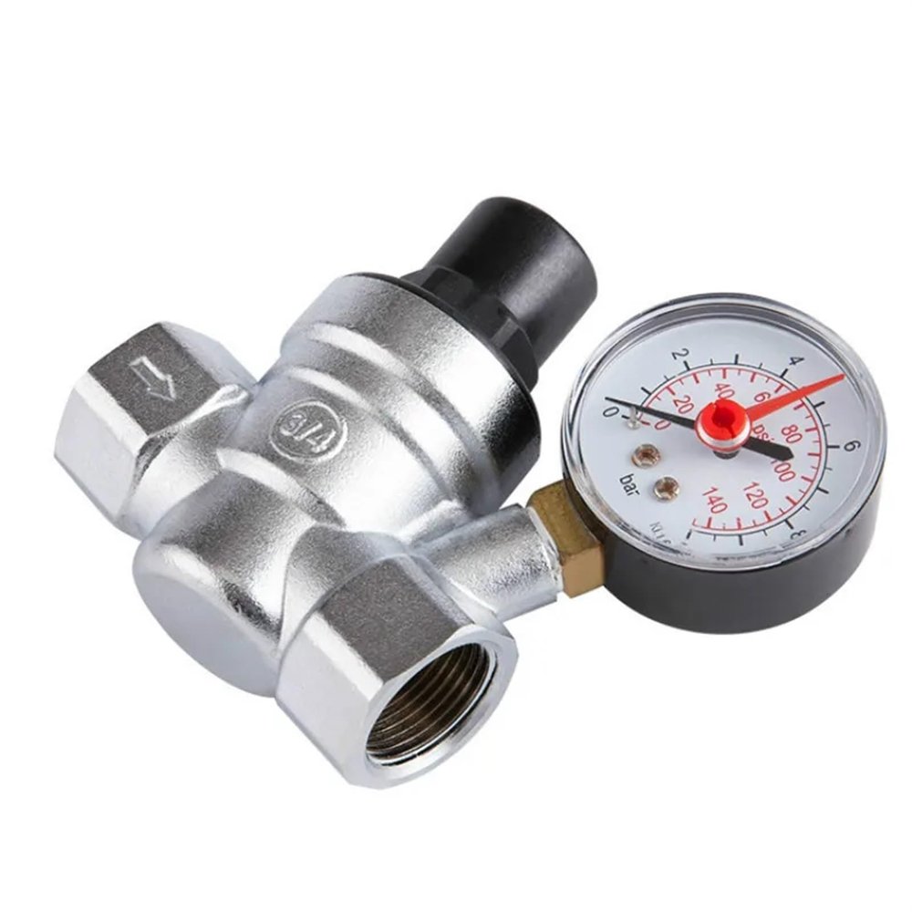 TIYGHI Water Pressure Reducing Valve DN15/DN20 with Pressure Gauge (DN15)