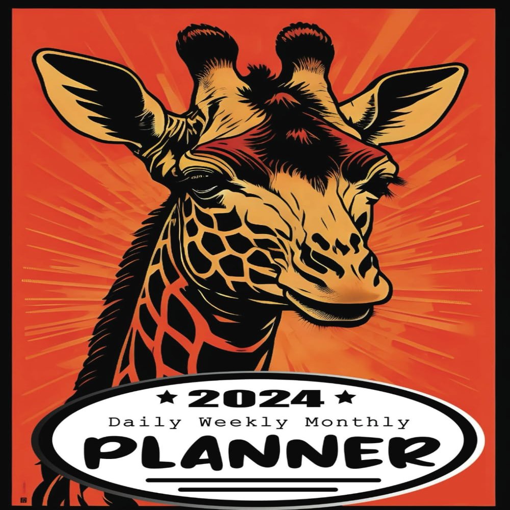 2024 Daily Planner | Giraffe Cover Design | 6x9 Daily, Weekly & Monthly Planner for Setting Goals, Tasks & Managing Time