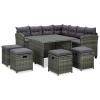 Camerina 6-Piece Gray Poly Rattan Garden Lounge Set with Cushions view 1