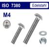 M4 Button Head Screws, V2A Stainless Steel, ISO 7380, Hex Socket, incl. Nut + Washer (10, M4 x 8 mm) view 2