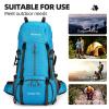 King'sGuard 60L Waterproof Lightweight Hiking Backpack with Rain Cover and Shoe Compartment, Light Blue view 2