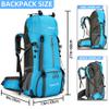 King'sGuard 60L Waterproof Lightweight Hiking Backpack with Rain Cover and Shoe Compartment, Light Blue view 3