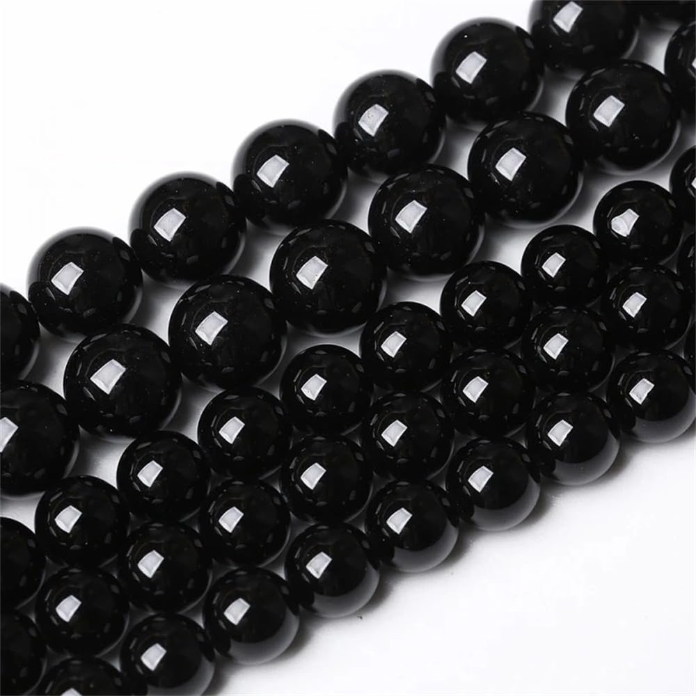 Natural Agate Stone Beads, Round Onyx Spacer Beads for Jewelry Making, DIY Bracelet Accessories, Black Agate, 10 mm, 36 Pieces
