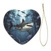 Funny Sharks Design Ceramic Christmas Heart Ornament view 2