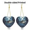 Funny Sharks Design Ceramic Christmas Heart Ornament view 3