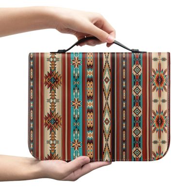 Wanyint Bible Cover with Boho Print, Handles, and Zippered Pocket