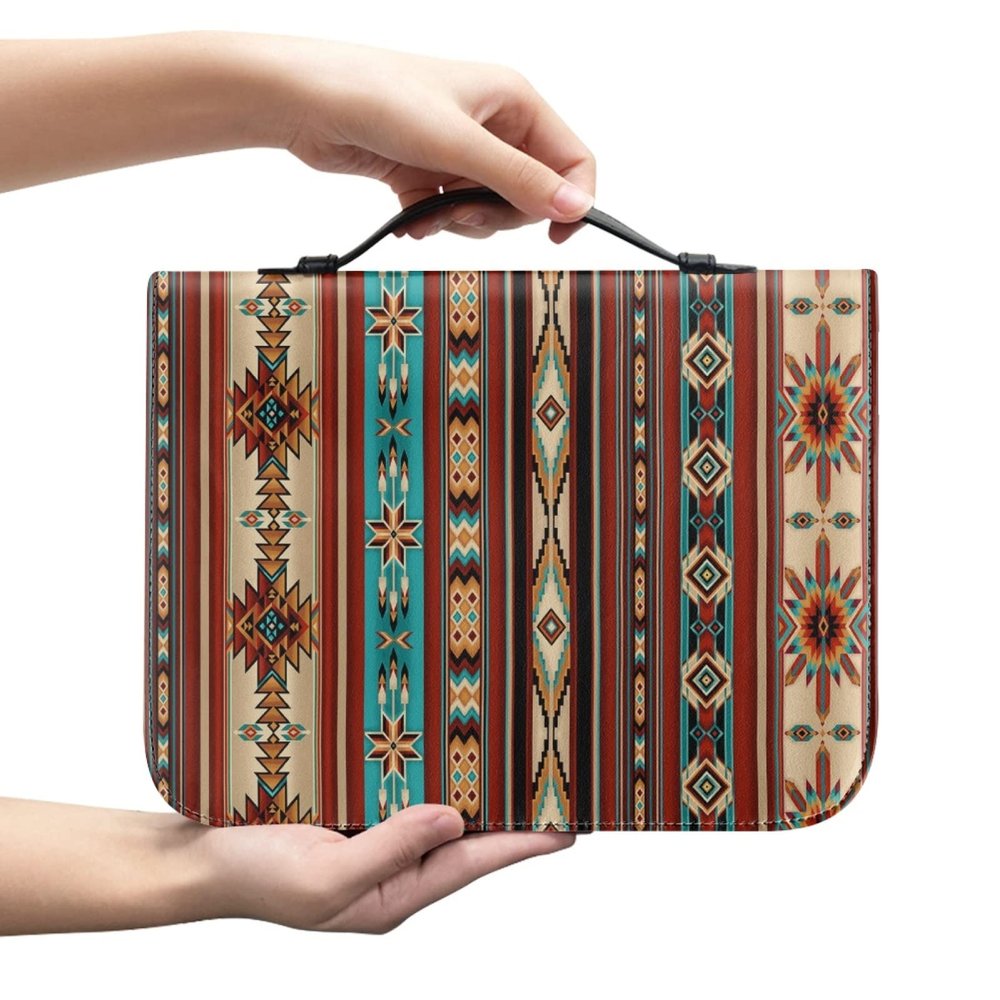 Wanyint Bible Cover with Boho Print, Handles, and Zippered Pocket