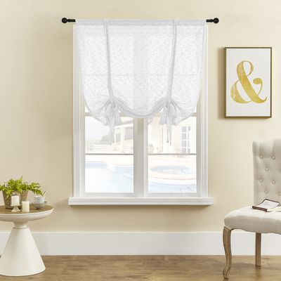 SIMPVALE Vintage Sheer Roman Shade, White, 80 x 120 cm