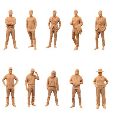 ZEDACAKAI 10-Piece 1:35 Gentleman Figure Set, Modern Miniature Scene Models, Must Be Painted, ZDC-MX-RW-369-1-35-X10