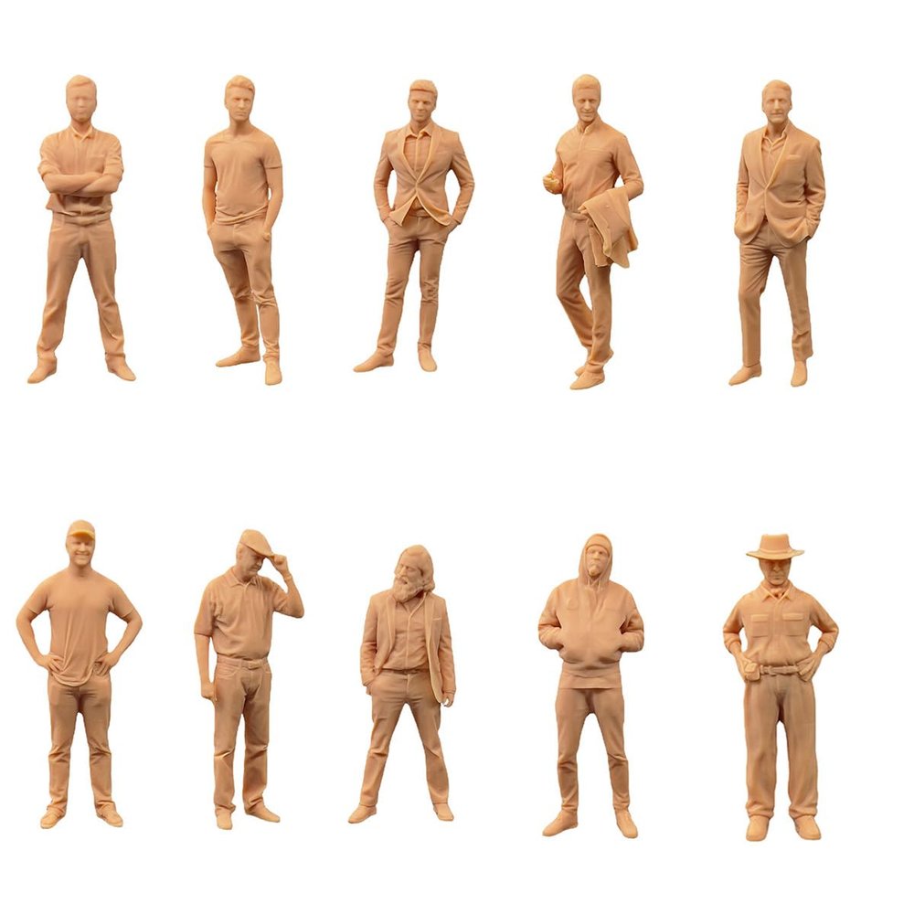 ZEDACAKAI 10-Piece 1:35 Gentleman Figure Set, Modern Miniature Scene Models, Must Be Painted, ZDC-MX-RW-369-1-35-X10