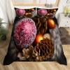 MLUNKQAIL Duvet Cover Set 200 x 220 cm, Pine Cone Winter Design, Wrinkle-Free Polyester, 2 Pillowcases view 2