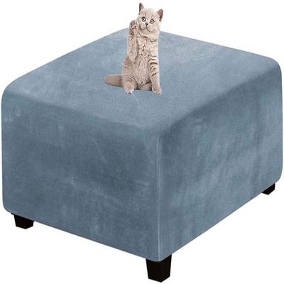 Yekuhe Square Velvet Ottoman Slipcover, Stretch Stool Cover (A9, 65 x 65 cm/26 x 26 in)
