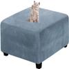 Yekuhe Square Velvet Ottoman Slipcover, Stretch Stool Cover (A9, 65 x 65 cm/26 x 26 in) view 1
