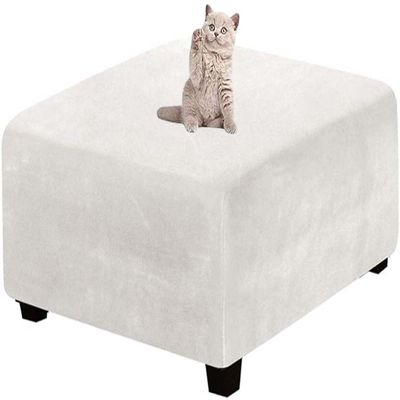 Yekuhe Square Stretch Velvet Ottoman Slipcover, 100 x 100 cm/40 x 40 in