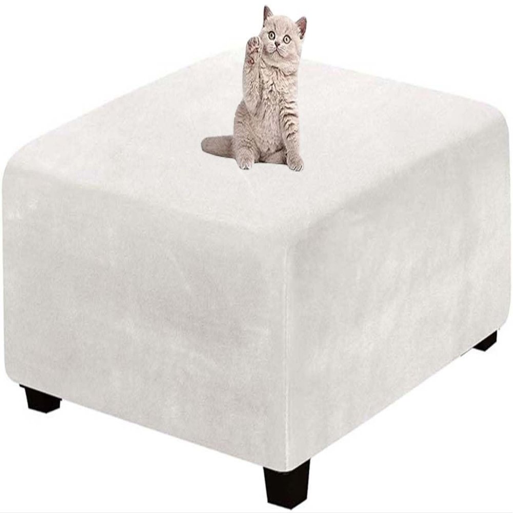 Yekuhe Square Stretch Velvet Ottoman Slipcover, 100 x 100 cm/40 x 40 in