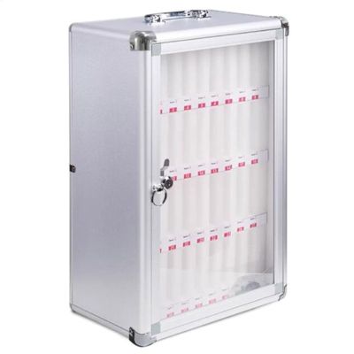 Lockable Phone Storage Box, 36 Compartments, Silver
