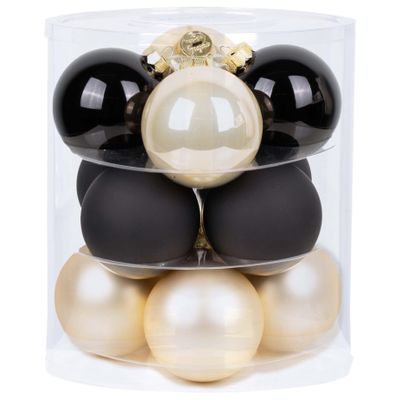 Magic Glass Christmas Baubles 8 cm, 12 pcs. (Moonlight Shadow | Black Beige)