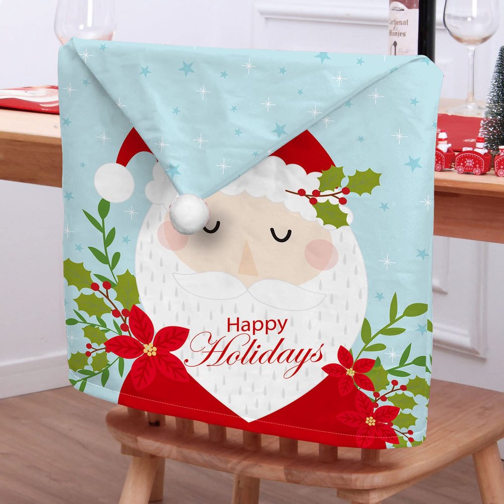Morbuy Christmas Santa Hat Chair Covers, 2-Piece Set