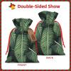 HerfsT Christmas Gift Bags with Drawstring, Green Tropical Leaves view 2
